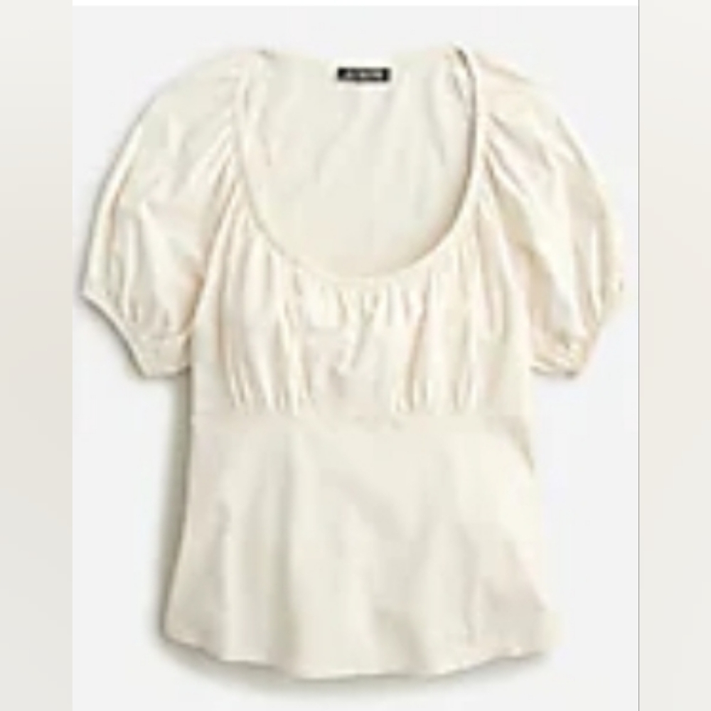 J. Crew Broken-in jersey puff-sleeve scoopeneck top